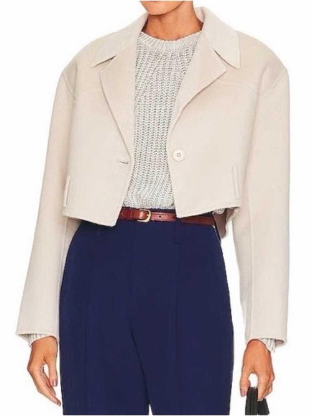 Revolve Eaves Cream Wool ShortTie Coat Size XS/S